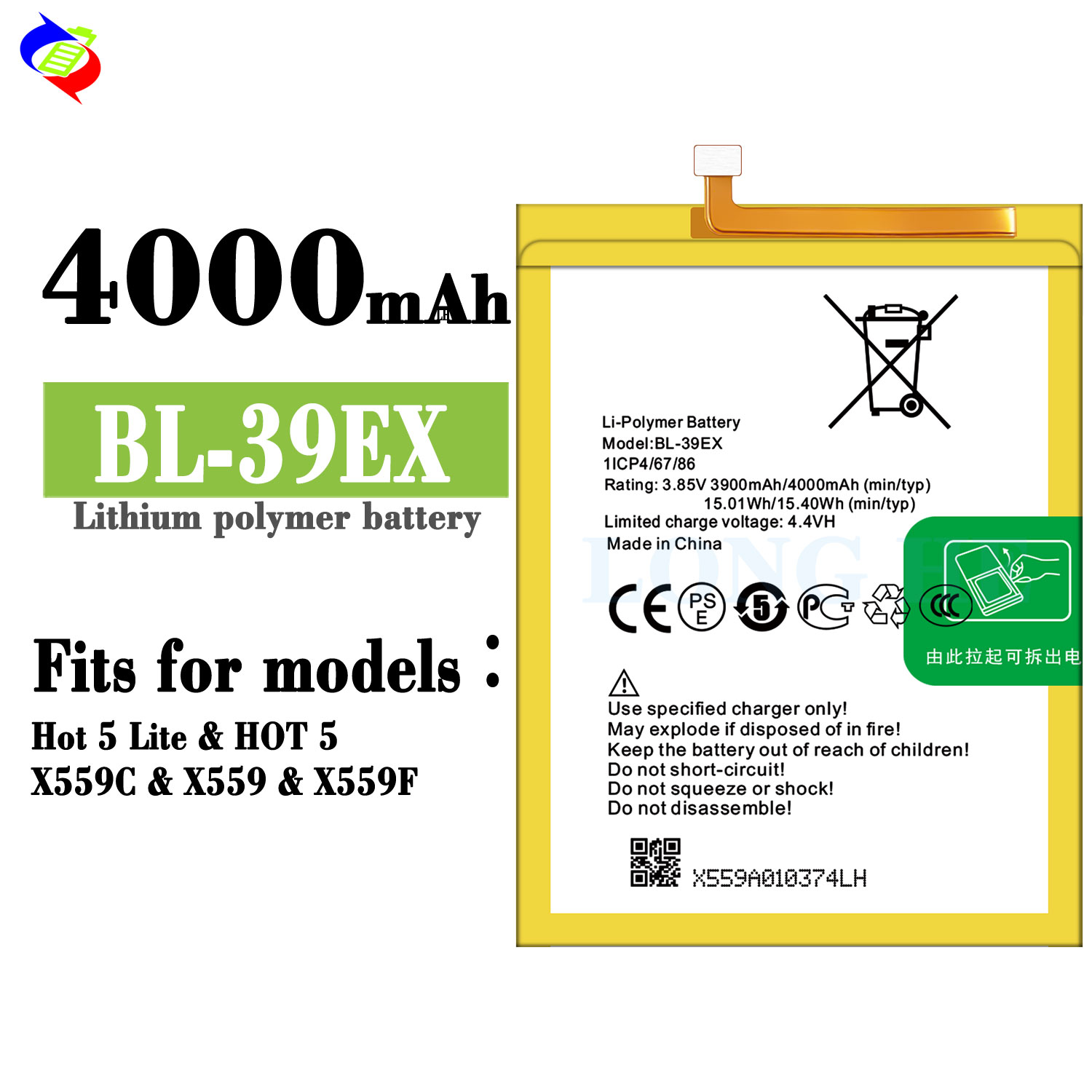 Factory Manufacture Li-ion Polymer Battery BL-39EX 4000mAh 3.85V For ...