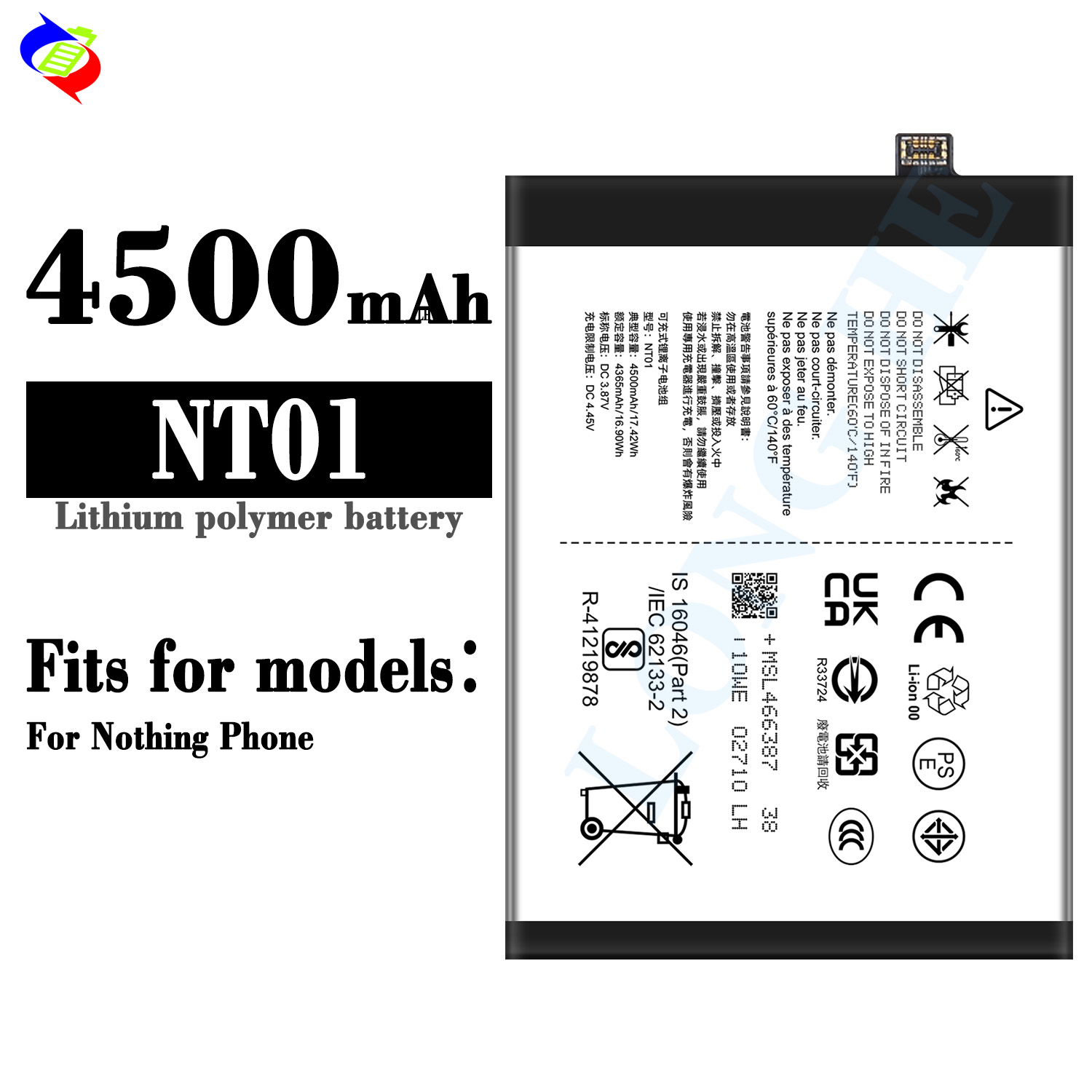 Lithium-ion Battery NT01 for Nothing Phone 1 with Large Capacity ...