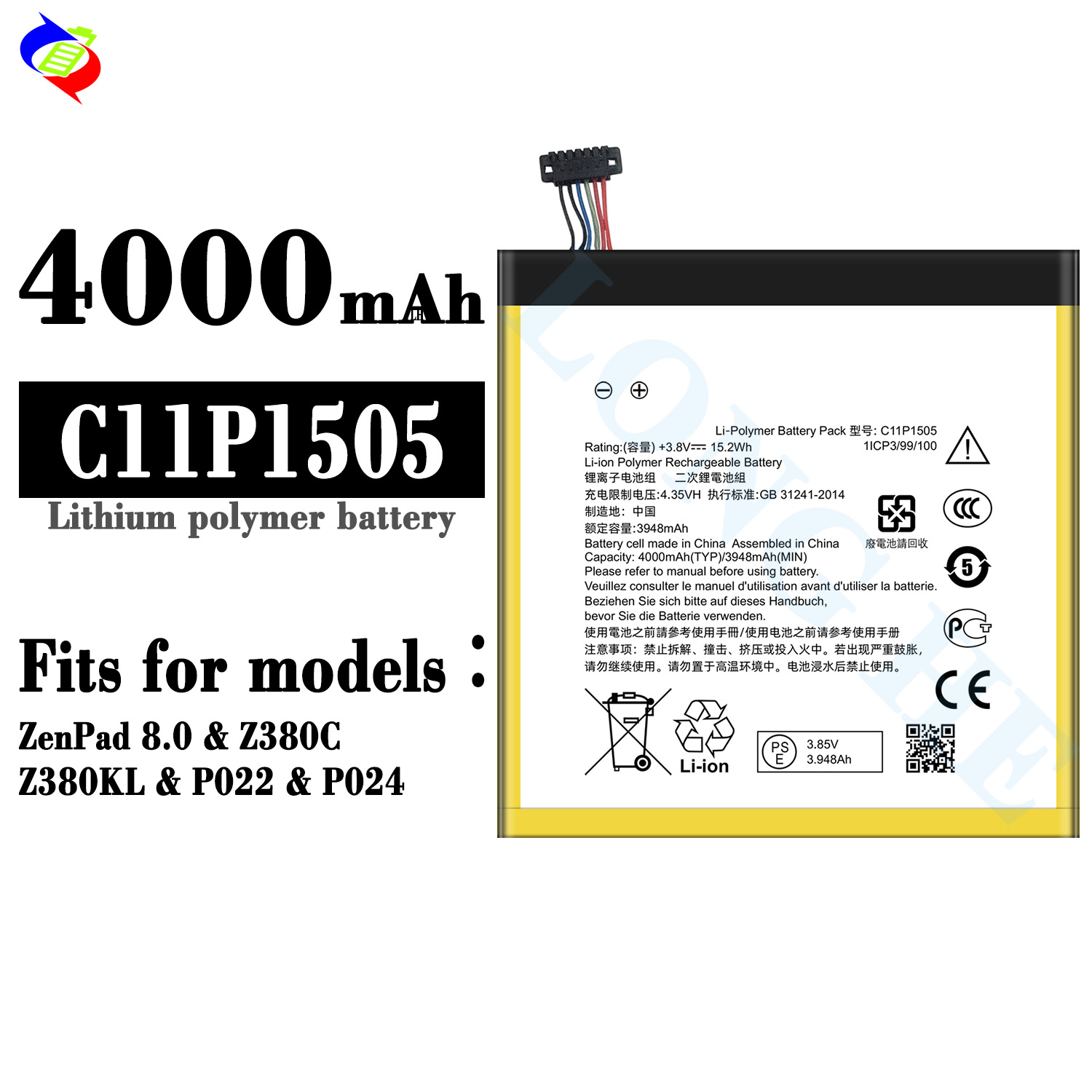 Batterie Asus C11P1505 3948mAh pour Asus ZenPad 8.0 Z380KL